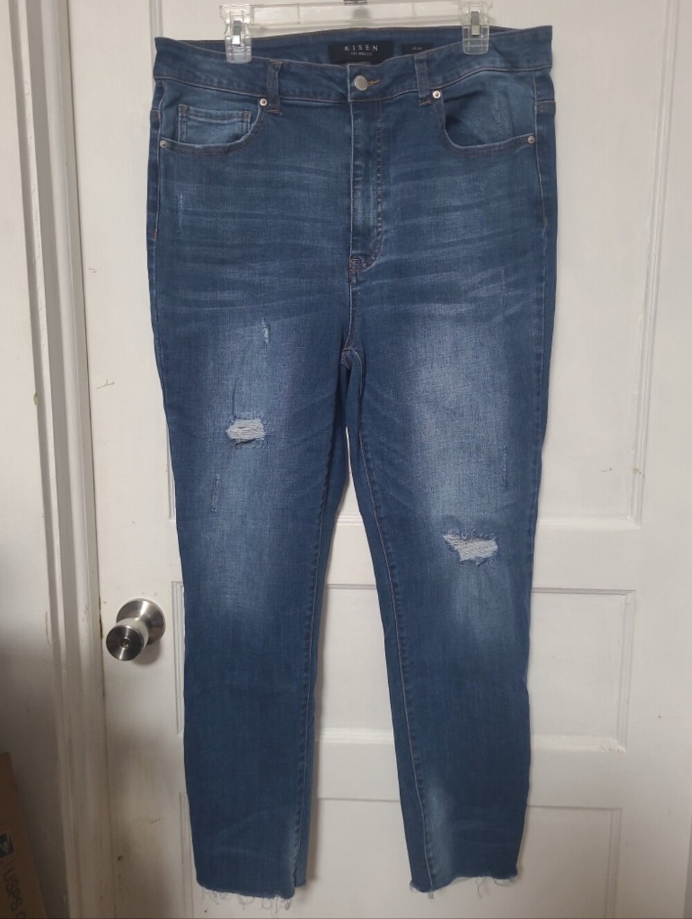 Risen High-Rise Distressed Skinny Jeans 2X 18W Stretchy
